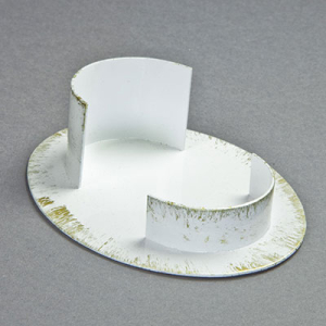 Kerzenhalter Metall/Messing, weiß-gold 9x6cm oval