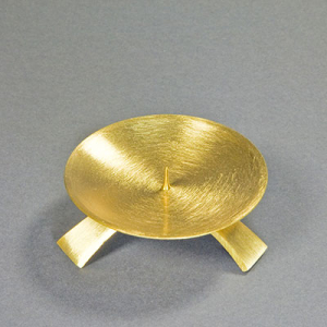 Kerzenhalter gold Messing, 3-Fuss gold D 9,5cm