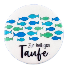 Verzierwachsmotiv rundes Wachsbild zur hl. Taufe blau 5,7 cm