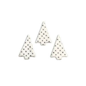 Wachsmotiv Tannenbaum weiß mit schwarzen X, 3St.