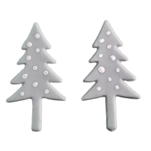 Wachsmotiv Tannenbaum hellgrau mit weißen Punkten,...