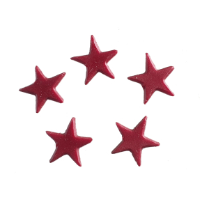 Verzierwachs Sterne groß bordeaux, 5St.1,8x1,8cm