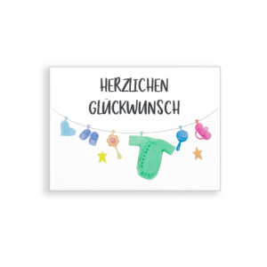 Wachsbild bunte Wäscheleine - Herzlichen Glückwunsch | 6,7x5cm