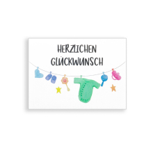 Wachsbild bunte Wäscheleine - Herzlichen...