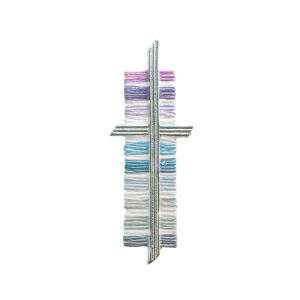 Wachsmotiv Kreuz mit Hintergrund blau-grau-lila | 11,3x4cm