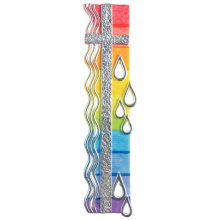 Wachsmotiv Emblem, silbernes Kreuz u. Tropfen | 16,7x3,7