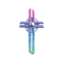 Verzierwachs Kreuz pink-violett-grün auf silbernem...