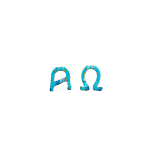 Wachsmotiv Alpha + Omega blau-türkis | 2x1,5cm