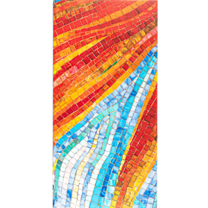 Wachsplatte Steinmosaik blau-orange 20x10cm