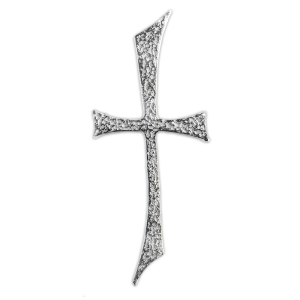 Wachsmotiv Trauerkerze -  Marmoriertes Kreuz grau- schwarz