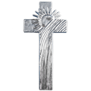 Verzierwachs Kreuz  mit Sonne glanzsilber