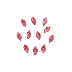 Verzierwachs Blätter klein, rot perlmutt 12 St.