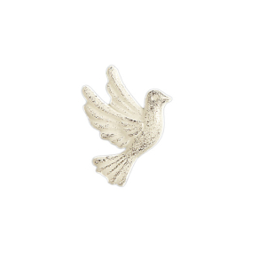 Wachsmotiv Taube nach rechts fliegend weiß-silber 3,1cm