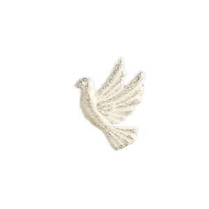 Wachsmotiv Taube nach links fliegend weiß-silber 3,1cm