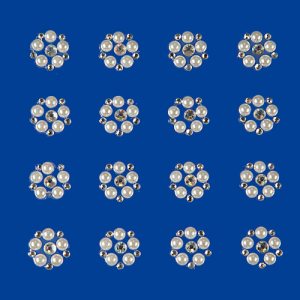 Blüten aus Perlen und Schmucksteinen, 13mm, selbstklebend