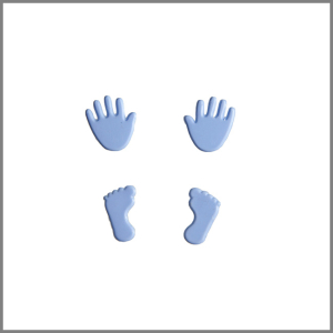 Wachsmotiv Taufkerze - Hellblaue Babyfüsschen und -händchen