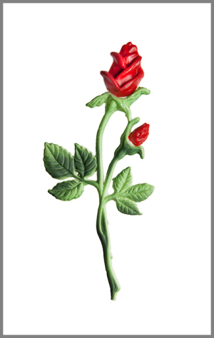 Wachsmotiv Helles Rosengrün mit Blüte und Knospe