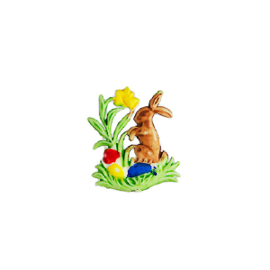 Wachsmotiv Osterkerzen - Häschen mit Osterglocken und Eiern