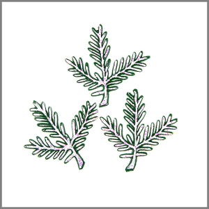 Wachsmotiv Weihnachtskerzen - Tannenzweige, weiß-glitzernd, 3St.