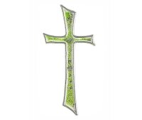 Wachsmotiv Hellgrün-silbernes Kreuz mit...