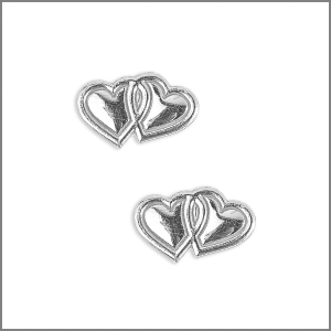 Wachsmotiv Hochzeitskerze - Doppelherz 15x26mm silber, 2 St.