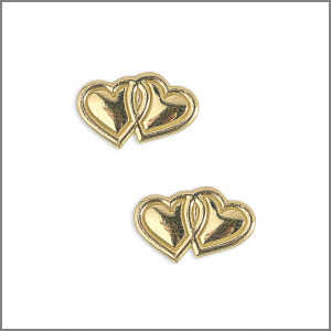 Wachsmotiv Hochzeitskerze - Doppelherz 15x26mm gold, 2 St.