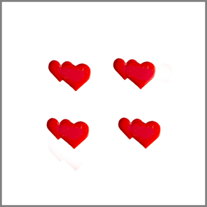 Wachsmotiv Hochzeitskerze - Doppelherz 10x15mm rot, 4 St.