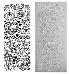 Sticker Hochzeitsmotive 2 silber, zum Kerzen verzieren