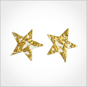 Wachsmotiv Weihnachtskerzen - Stern mit Knitter 3,5cm weiß-gold, 2Stk.