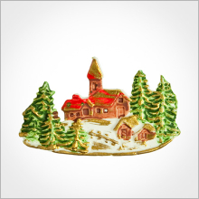 Wachsmotiv Weihnachtskerzen - Weihnachtsdorf im Wald,...