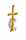 Wachsmotiv Kreuz mit Fisch, orange gelb-gold