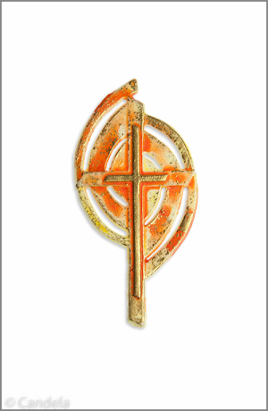 Wachsmotiv Kreuz-Emblem, orange-gelb-gold