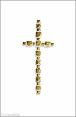Wachsmotiv Kreuz 11cm, Perlenstruktur gold