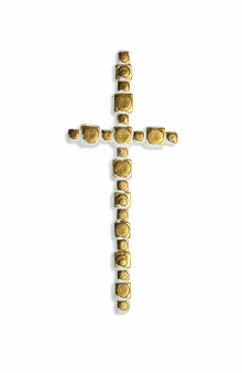 Wachsmotiv Kreuz 11cm, Perlenstruktur gold