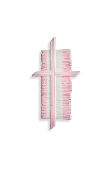 Wachsmotiv Kreuz rosa auf gestaltetem Hintergrund