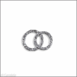 Wachsmotiv Hochzeitskerze - Doppelringe, geknittert, silber