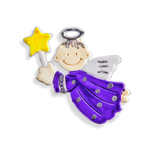 Wachsmotiv Weihnachtskerzen - Engel mit Stern lila-silber...