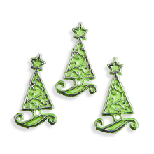 Wachsmotiv Weihnachtskerzen - Grün-silbriges...