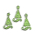 Wachsmotiv Weihnachtskerzen - Gr&uuml;n-silbriges Tannenbaum-Ornament 4cm. 3 St.