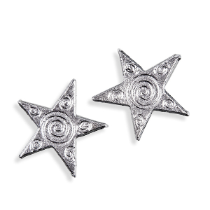 Wachsmotiv Weihnachtskerzen - Silberner Stern mit Spiralen verziert. 2 St.