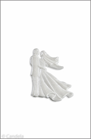 Wachsmotiv Hochzeitskerze - Hochzeitspaar weiß-perlmutt