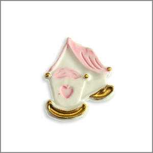Wachsmotiv Taufkerze - Wiege, rosa gold bemalt