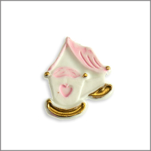 Wachsmotiv Taufkerze - Wiege, rosa gold bemalt
