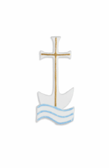 Wachsmotiv Schiff mit Kreuz und Wasser