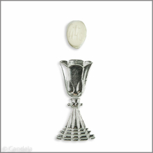 Wachsmotiv Kommunionkerze - Kelch mit weißer Hostie...