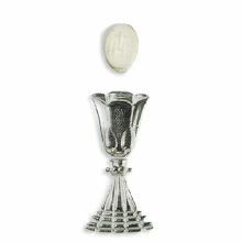 Wachsmotiv Kommunionkerze - Kelch mit weißer Hostie...