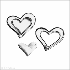 Wachsmotiv Hochzeitskerze - Herz zweiteilig, silber 2 St.