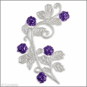 Wachsmotiv Weinranke mit 5 lila Blüten