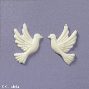 Wachsmotiv Hochzeitskerze - Tauben 37x20 mm rechts.