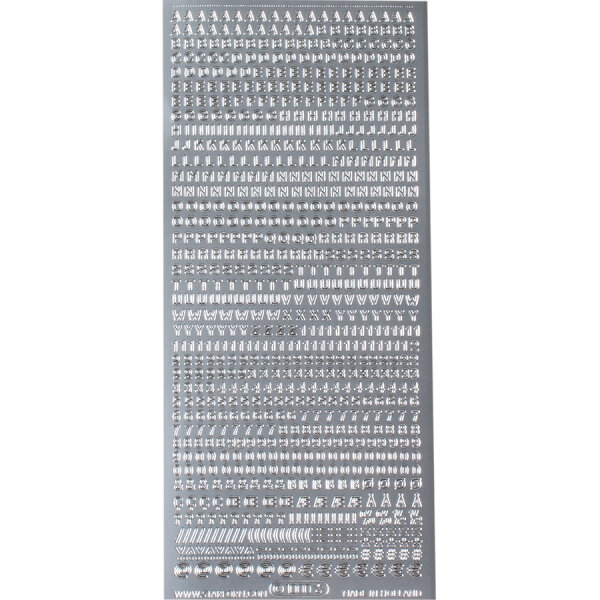 ABC + 123 silber Blockschrift Höhe 4 mm